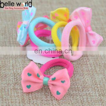 2016 Yiwu Wholesale Cute Bowknot Small Fabric Elastic Hair Band for Kids