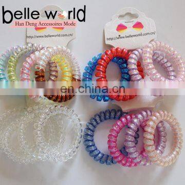 Transparent ColourfulTelephone Line Coil Hair Elastic Band Hair Tie