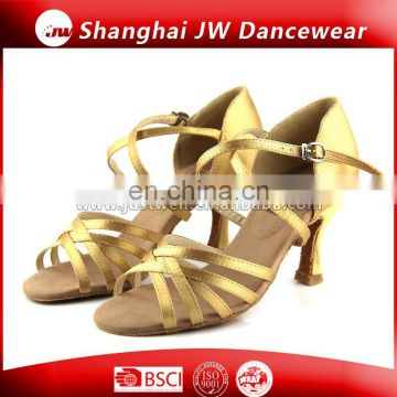 Tan Satin Lady Latin Ballroom Shoes