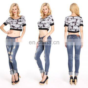 Newest hot sale women denim jean short trouser for girl lady pant