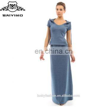 2016 BAIYIMO OEM Service Women's Hoodie Pocket Maxi Dress latest hot sale