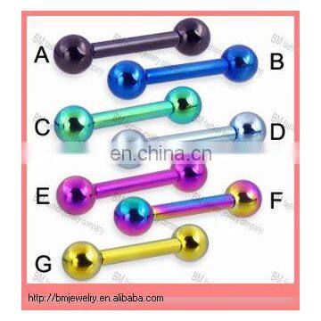 10 ga titanium plated tongue rings barbell body piercing jewelry rings