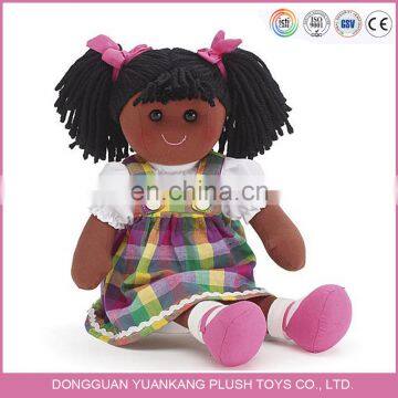 Custom wholesale life size soft plush American black rag dolls