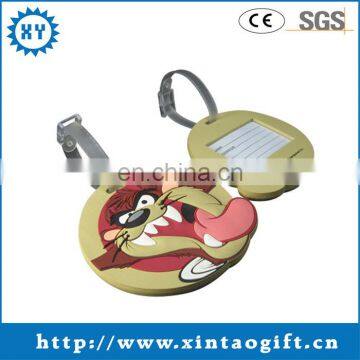 Round shaped animal silicone rubber luggage tag for promotions
