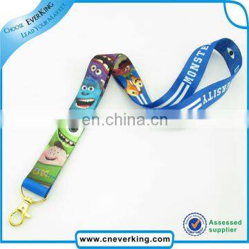 Factory popular custom heat transfer lanyard with bull dog clip