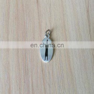 oval shape aluminum metal charm tags with black logo engraved