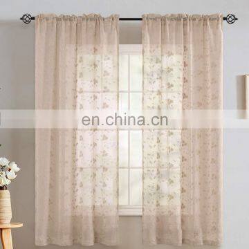 Voile Curtains  Living Room Bedroom Flower Embroidered sheer Window Curtain