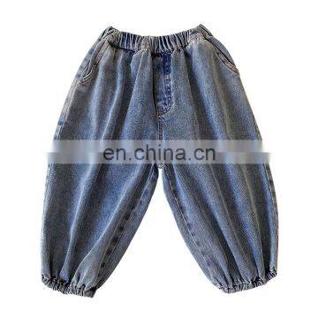 6819/2020 new arrival kids brand denim jeans lantern pants girls fashion loose straight baby girls pants