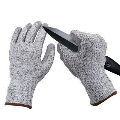 Anti Cut Level 5 HPPE Fiberglass liner PU Coated Cut Gloves Cut Resistant Gloves