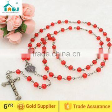 Religious catholic plastic rosary bead wholesale necklace