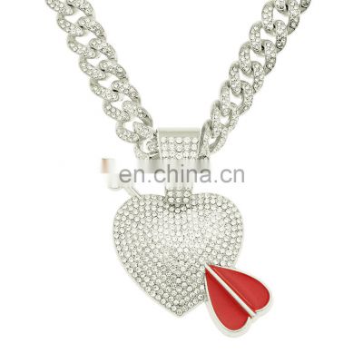 2021 gold  Plated I Love You 100 Languages Projection Crystal Heart Romantic Jewelry Chain Pendant Necklace for Women Gift