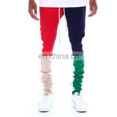 Wholesale custom mens sweatpants color block fitness sports  joggers pants