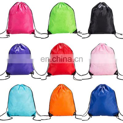 New Design Folding Shopping Shoulder Travel Bag Polyester Backpack Drawstring Bag with Custom Logo