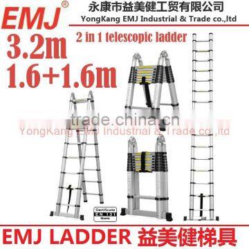 3.2m 2 in 1 telescopic ladder single ladder 3.2m A type ladder 1.6m+1.6m