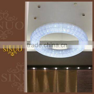 Modern hotel lobby crystal chandeliers ring glass pendant light