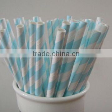 Powder Blue Striped Paper Straws for baby showers