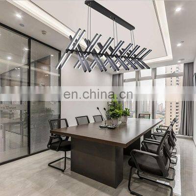 Modern Minimalist Chandelier Restaurant Simple Linear Shape Ceiling Lights Office Long Strip Pendant Light
