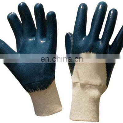 Knit Wrist Interlock Cotton Lined Yellow Nitrile Coated Work Glove Wholesale