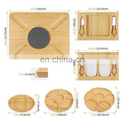Bamboo Wood Extra Large Charcuterie Board Cheese Board Set With Hidden Drawer And Slate Stone photo-2
