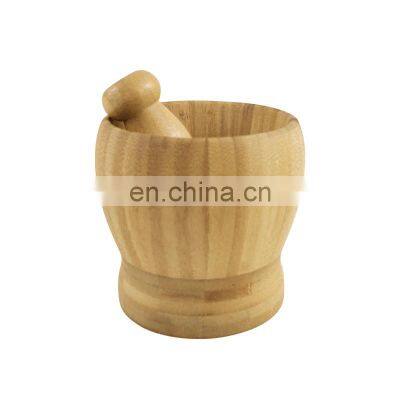 Bamboo Mortar and Pestle Garlic Press Ginger Crusher Spices Grinding Set Garlic Mincer Herb Spice Masher Grinder Chopper Kitchen