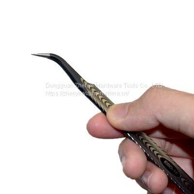 Tweezers Black Hardened Stainless Steel Straight Tip Tweezers Straight Tip Curved Tip Repair Tool Tweezers With Texture No. 15 Tweezers photo-5