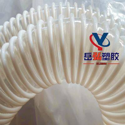 PU Reinforced Plastic Rib Hose, Polyurethane Spiral Corrugated Pipe. Smooth Inner Wall Spiral Hose. Wear-resistant and Corrosion-resistant. Vacuum Conveying of Granular Materials. Food Grade Spiral, Non-toxic and Odorless.