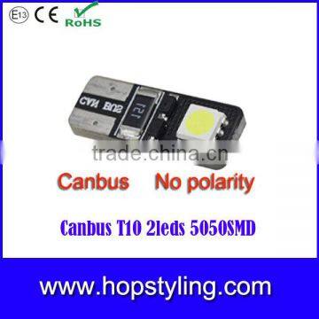 Whosales Price T10 5050 2SMD Canbus led lamp car light canbus led interior light interior led light