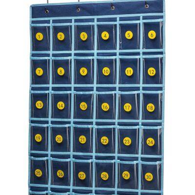 36 Clear Pockets Classroom Pocket Chart for Cell Phones,Pocket Chart Organizer for Calculator Holder With 36 Number Sticker Classroom Hanging Cell Phones Organizer photo-4