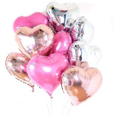 24 18inch Heart Foil Balloon Rose Gold Silver pink Blue Mylar Balloon Love Valentine's Day Blank Ballon Globo Heart Shaped