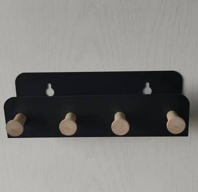 Wall Mounted Carbon Steel Rack Key Holder Home Decorative Wall Hooks Rail Hooks Rails Rack Black Hat Metal Hooks photo-4