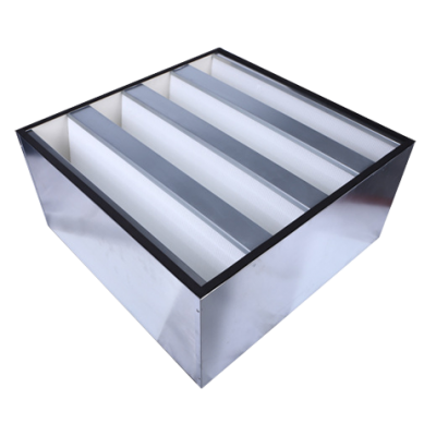 3V/4V/5V Galvanized Frame Industrial Activate Carbon V-bank HEPA Filter H13 H14