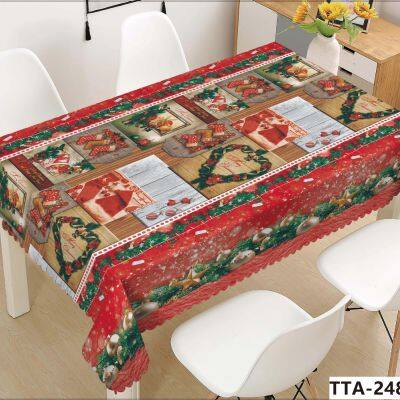 Elegant Luxury Premium Solid christmas gift Decorative Home Kitchen Tablecloth Liquid Repellent and Stain Resistant,red color