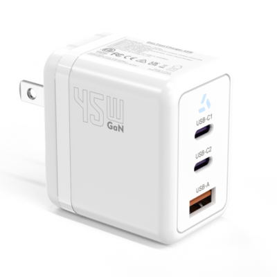 Chargeur rapide USB-C GaN 45W avec prise JP pour iPhone, MacBook et tablettes, adaptateur de charge mural PD