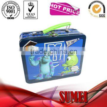 Square lunch box tin with handle