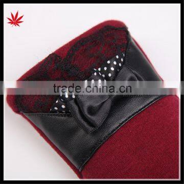 Lady's Simple Style Affordable Leather-cloth Warm Gloves With Supersoft Polyester Lining photo-2