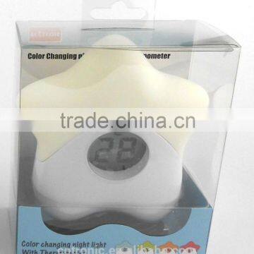 EN71-1-2-3 Approval Star Shape Room Thermometer Temperature Displayer LED Color Changing Night Light Lamp for Babies Kids photo-5