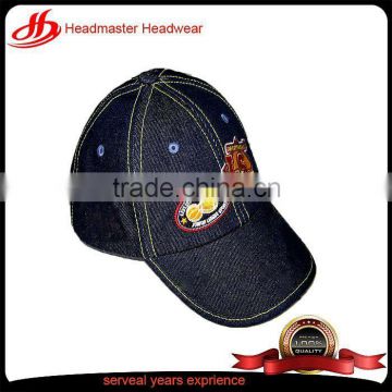 Wholesales custom 6 panel denim fabric baseball hats sports caps