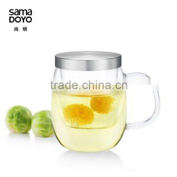 SAMADOYO Handblown Glass Tea Cup With Infuser/Strainer With Lid China Factory Supply