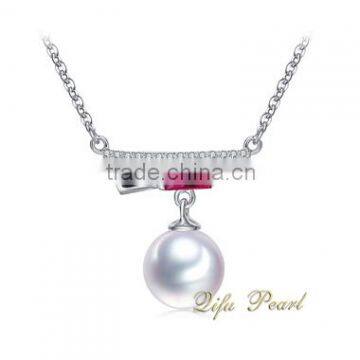 2015 Fashion Pearl Necklace 14Carat White Gold Freshwater Pearl Necklace Jewelry Wholesale Necklace Mounting