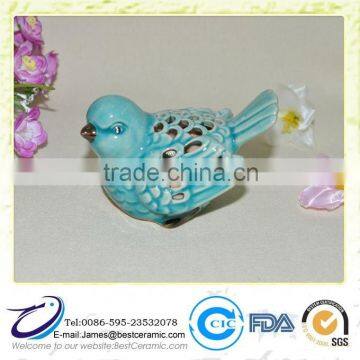 Blue Glazed Ceramic garden decorative Bird