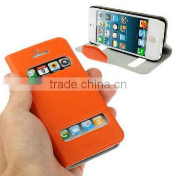 Shenzhen Wholesales High Quality Smart Caller ID Leather Case for iphone 5