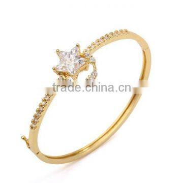 18K Gold Fashion Lucky Star Shaped CZ Diamond Bracelet