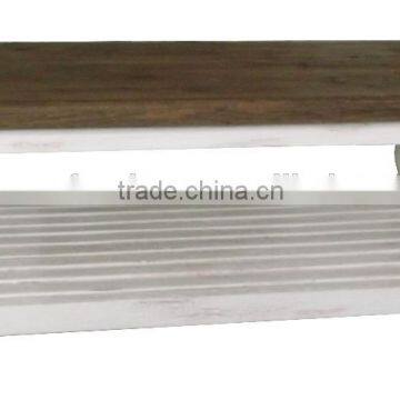 Birch Wood Square Rustic French White End Table photo-2