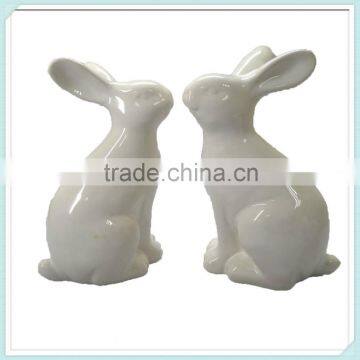 White bunny rabbit ceramic easter spring decoration figurine