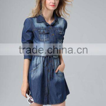 Garment Factory Manufacturer Winter Autumn Fashion Sexy Ladies Club Dress Sleeveless Top Blue Jeans Women Dresses photo-3