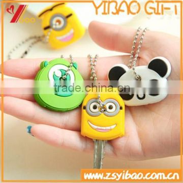 Cartoon 3D animals head keys cover/ soft pvc Rubber keychain cap