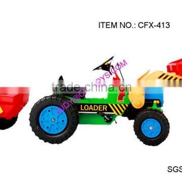 Kids Fun Toys Pedal Tractor With Roll Bar Loader and Trailer 413 photo-5