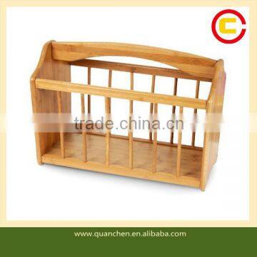 Floor-standing Bamboo Magazine Rack Storage Basket