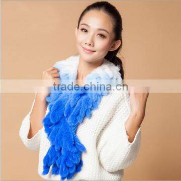 Hot selling 2015 winter real rabbit fur scarf with tassels