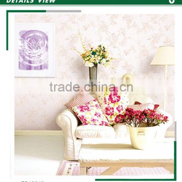 discounted heavy embossed pvc wallpaper, purple pastoral daisy wall paper for ceiling , washable wall decal manufacturer